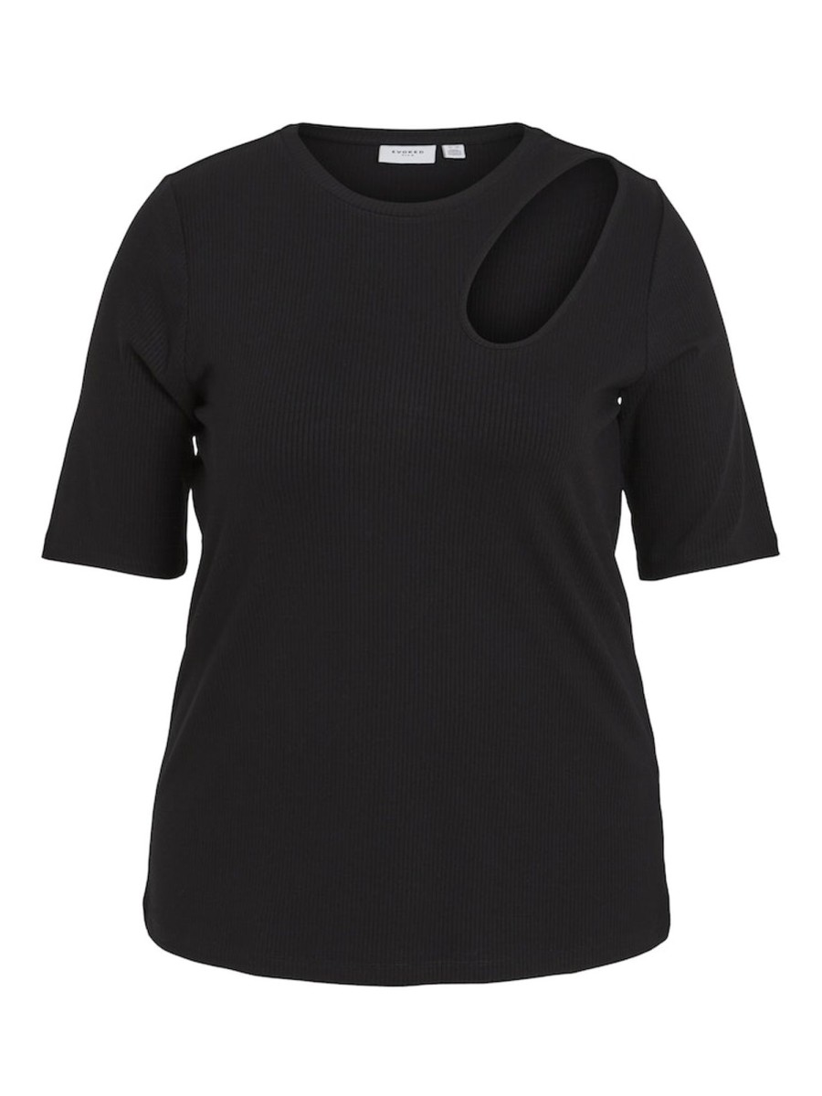 Overdele EVOKED VILA | Vijada O-Neck Cutout2/4 Top/Cur Black