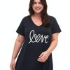 Overdele Zizzi | Zivdanna S/S Long Side Tee