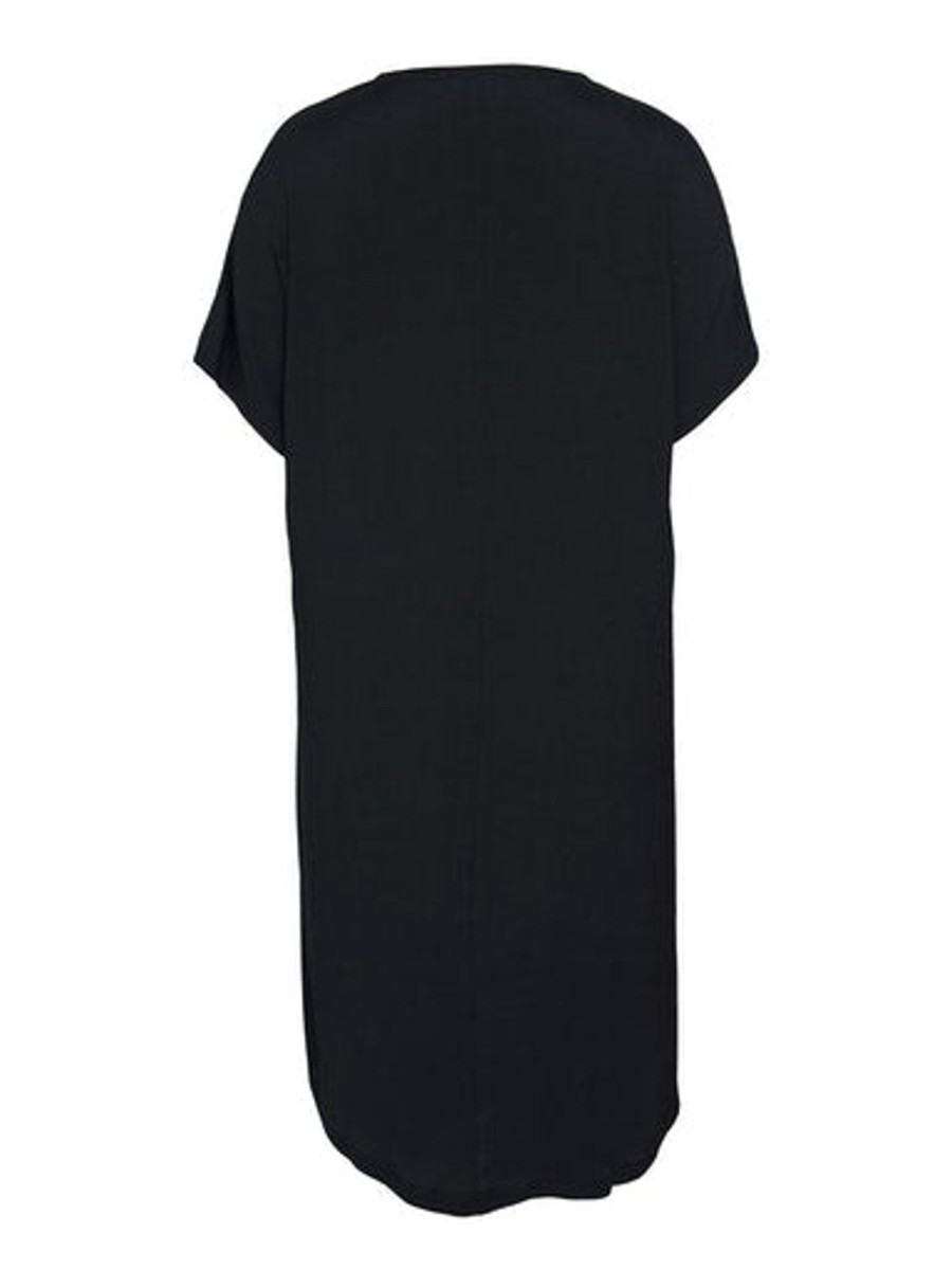 Overdele EVOKED VILA | Vimesian V-Neck S/S Midi Dress/Cur Black