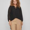 Overdele EVOKED VILA | Vinita V-Neck 7/8 Top/Su/Cur Black