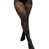 Underdele Pamela Mann | Pmleaf Pattern Sheer Curvy Tights-Black - 30 Denier