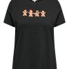 Overdele ONLY CARMAKOMA | Carnoel Xmas Reg O-Neck Tee Jrs Black Xmas Gingerbread