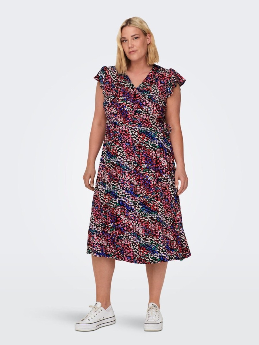 Overdele Only Carmakoma | Cardefina Life Ss Wrap Calf Dress Aop