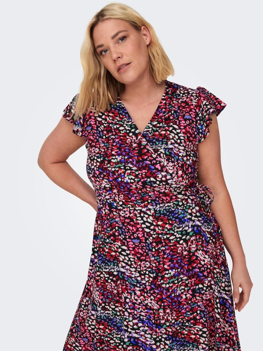 Overdele Only Carmakoma | Cardefina Life Ss Wrap Calf Dress Aop