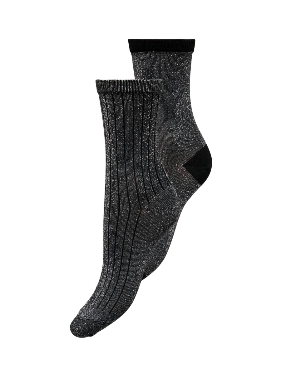 Andet ONLY CARMAKOMA | Carelena 2-Pack Socks Ball Black Black W. Silver