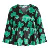 Overdele EVOKED VILA | Viblaza V-Neck L/S Top/Cur Black Flower