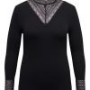 Overdele Only Carmakoma | Cartilde Rib Lace L/S Top Jrs Black