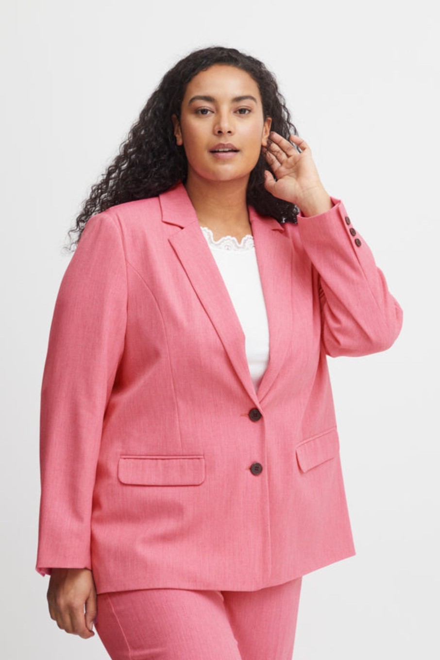 Overdele Fransa Plus Size Selection | Fpmilena Blazer 1 Camellia Rose