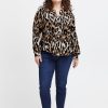 Overdele Fransa Plus Size Selection | Fplevina Blouse Tiger'S Eye Mix Ma23 Leo