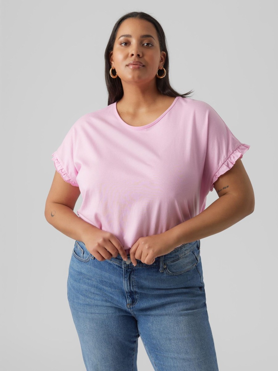 Overdele Vero Moda Curve | Vmdana Ss O-Neck Top Jrs Ga Cur