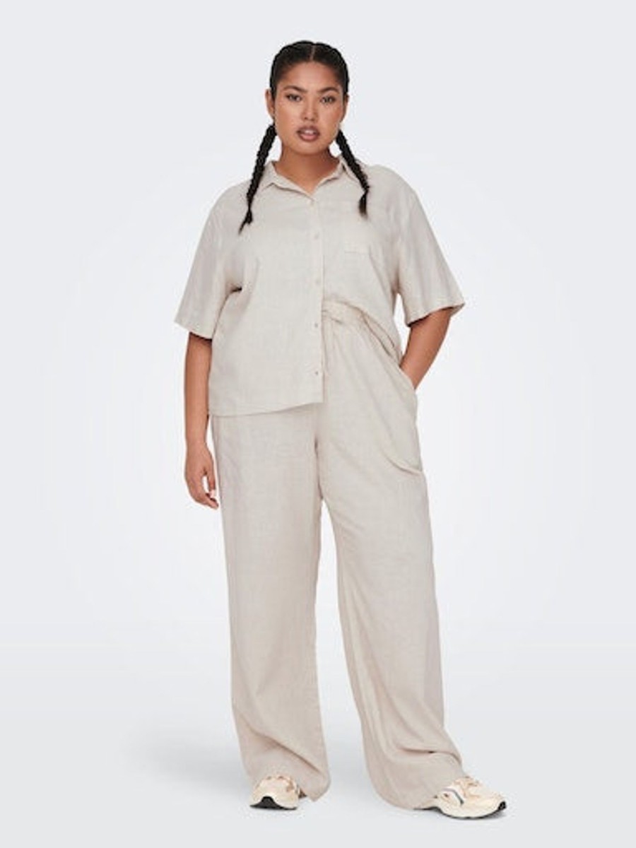 Underdele ONLY CARMAKOMA | Carludo Linen Wide Pant Moonbeam