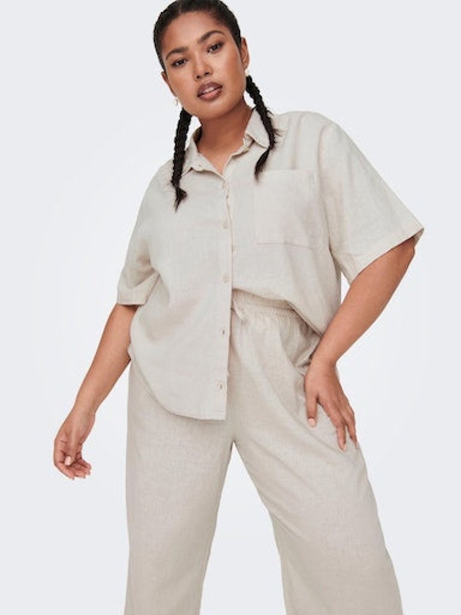 Underdele ONLY CARMAKOMA | Carludo Linen Wide Pant Moonbeam