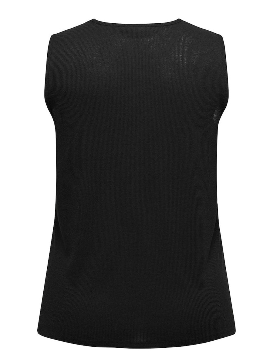 Overdele ONLY CARMAKOMA | Carmansa Rib S/L Cutout Top Black