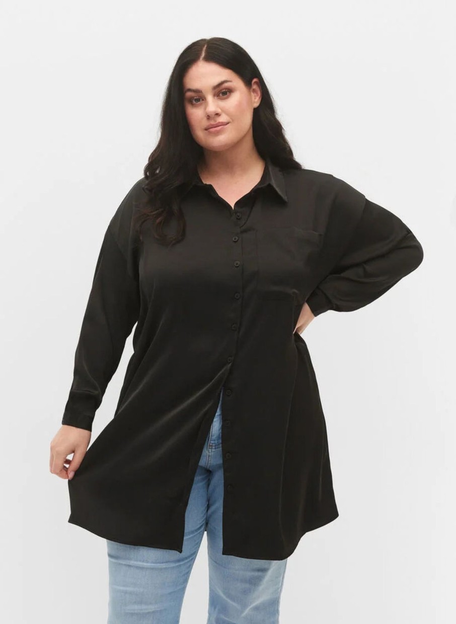 Overdele ZIZZI | Zimdani - L/S - Long Shirt Black