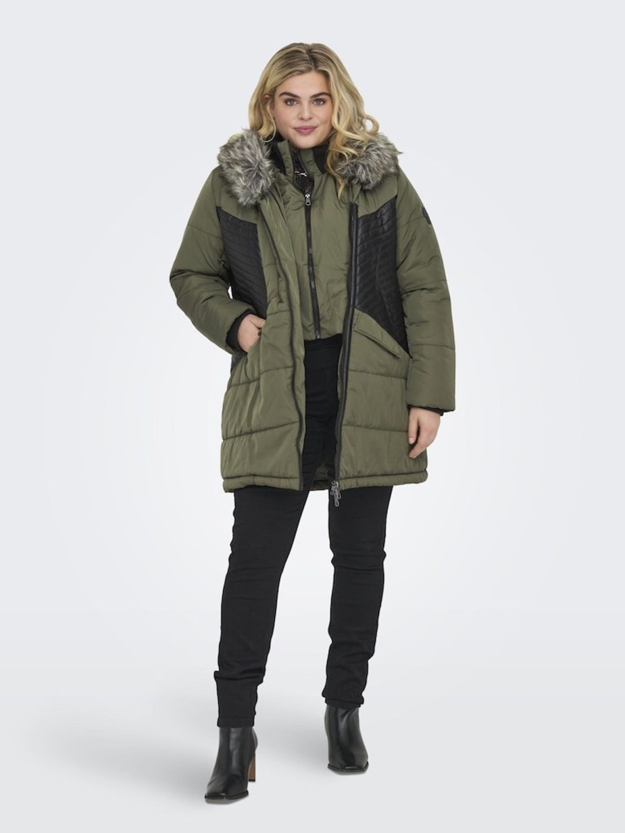 Andet ONLY CARMAKOMA | Carlitta Fur Hood Coat Cc Otw Tarmac