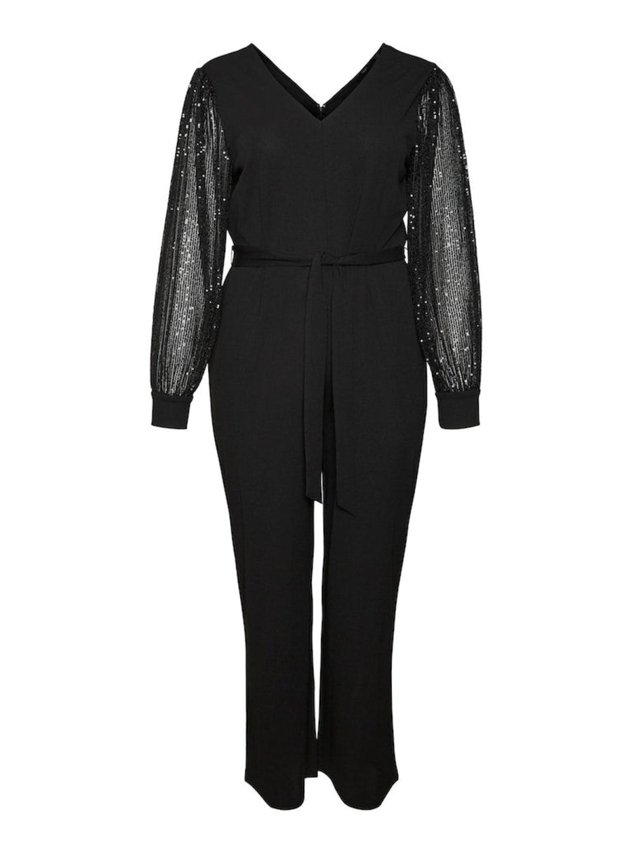 Andet Vero Moda Curve | Vmcharlotte Sequins Ls Jumpsuit Black