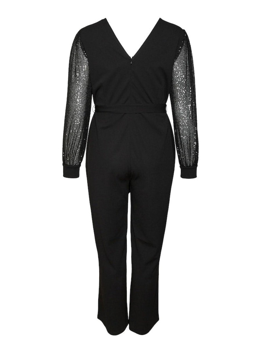 Andet Vero Moda Curve | Vmcharlotte Sequins Ls Jumpsuit Black