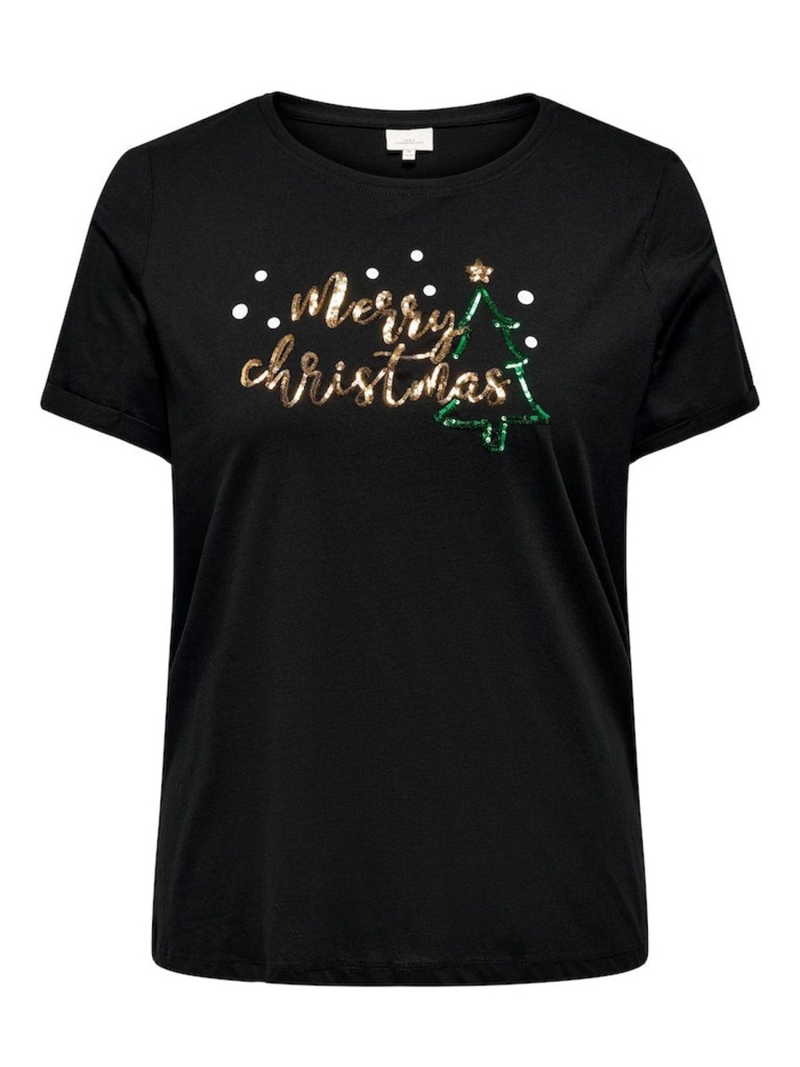 Overdele ONLY CARMAKOMA | Carkiti Life Star S/S O-Neck Tee X-Mas