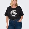 Overdele ONLY CARMAKOMA | Caragati Life 2/4 Long Boxy Tee Jrs Black Front Print