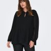 Overdele Only Carmakoma | Carpiona L/S Plisse Blouse Aop Black