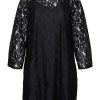 Overdele Vero Moda Curve | Vmcseja Ls Short Lace Dress Wvn Pa Cur Black