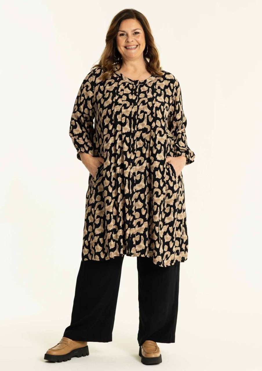 Overdele Gozzip Woman | Goamalia Tunic Black Beige