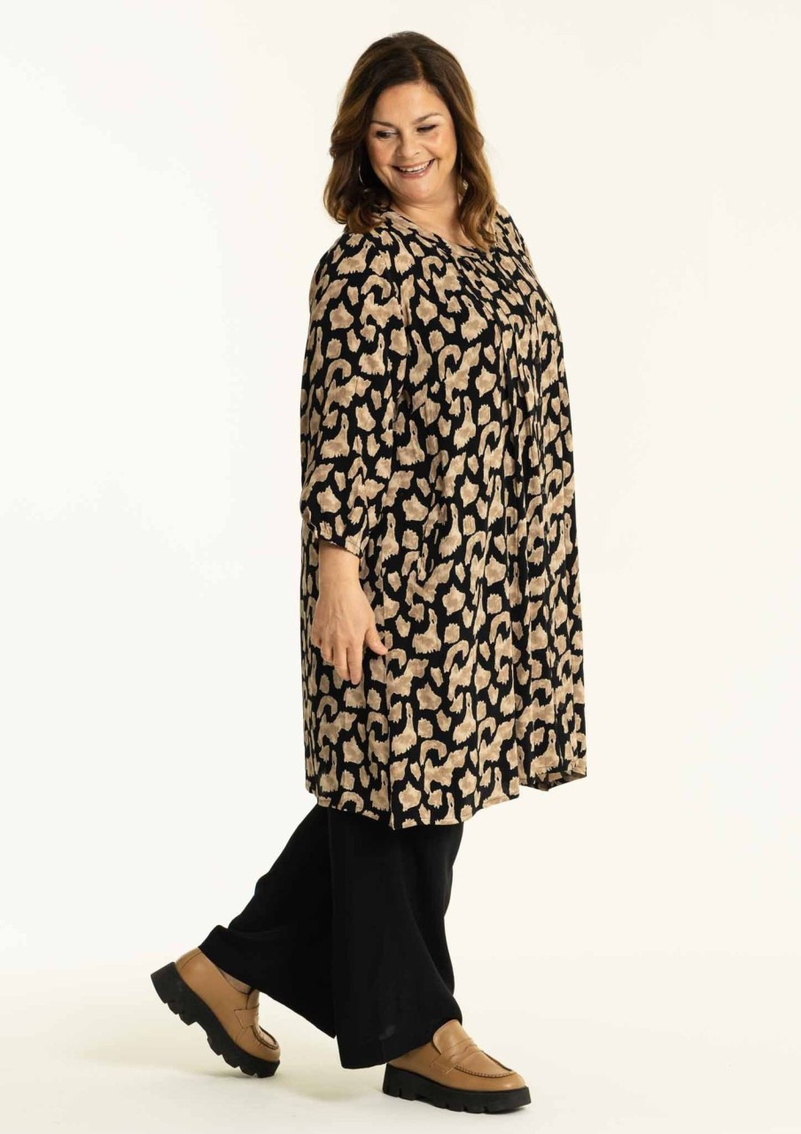 Overdele Gozzip Woman | Goamalia Tunic Black Beige