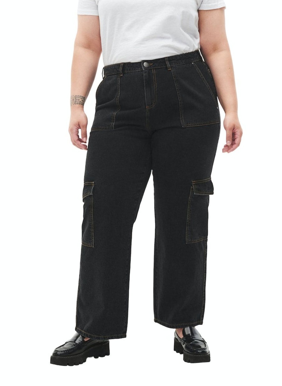 Underdele ZIZZI | Zijshona - Cargo Jeans Black Stone