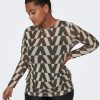 Overdele ONLY CARMAKOMA | Carnewpemma L/S Mesh Top Jrs Pumice Stone Black Graphic