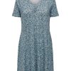 Overdele ONLY CARMAKOMA | Carflawsone Life S/S V-Neck Dress Jrs Blue Mirage Sara