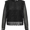 Overdele ONLY CARMAKOMA | Careliana Karo Ls Lace Top Wvn Black