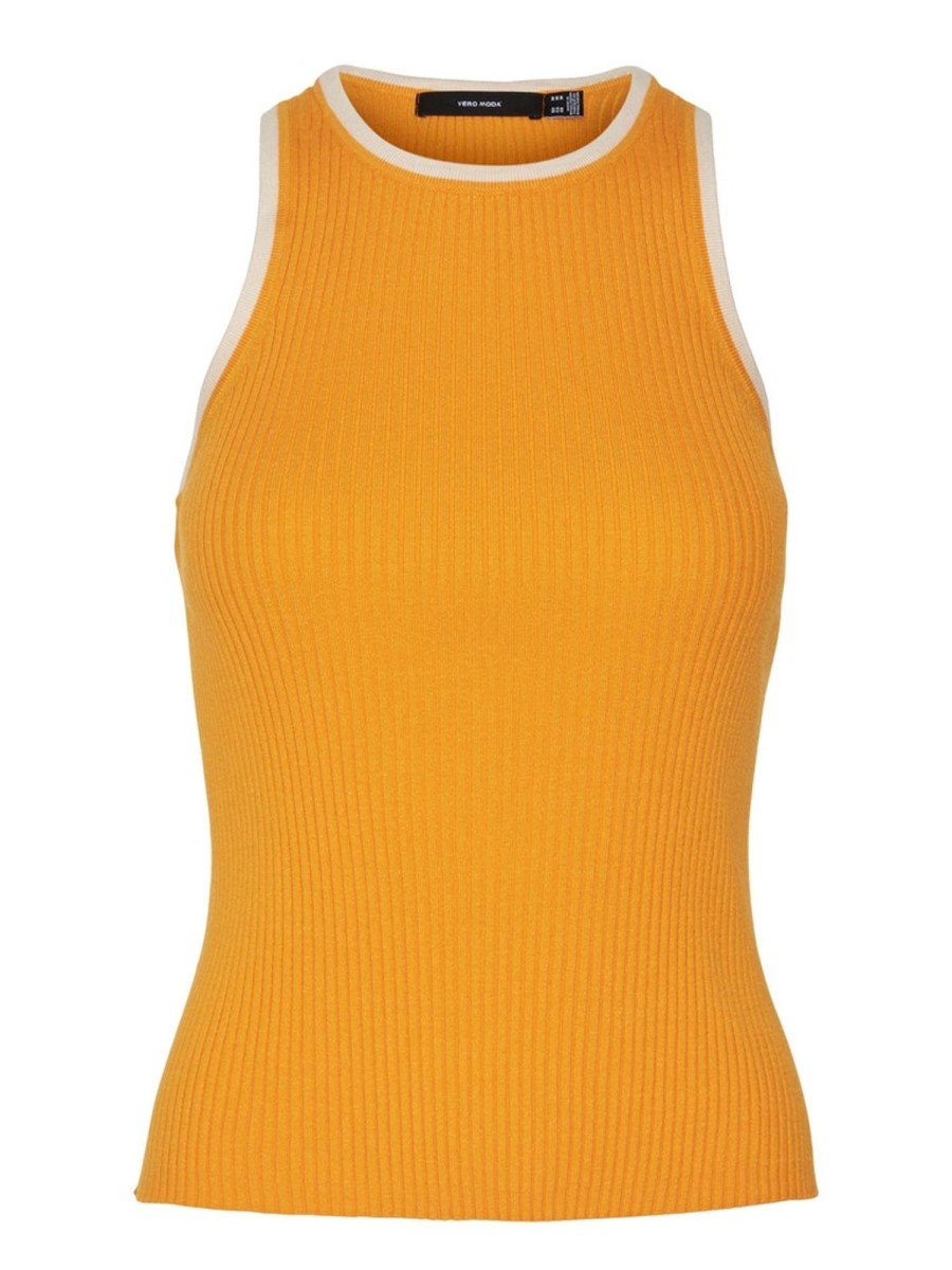 Overdele Vero Moda Curve | Vmsaunter Singlet O-Neck Top Cur Radiant Yellow W. Birch