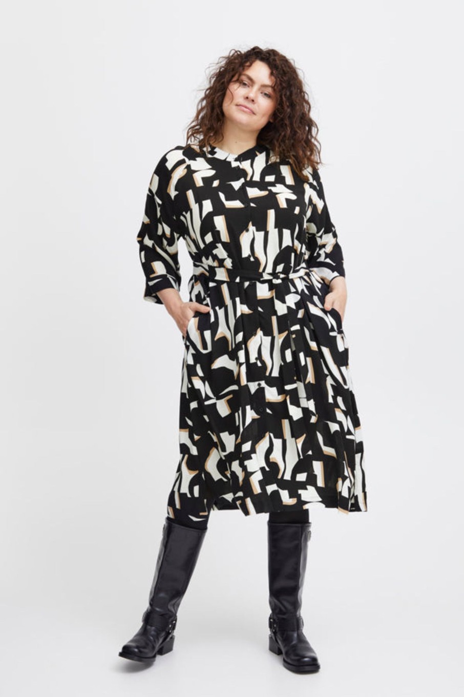 Overdele Fransa Plus Size Selection | Fpflowy Dress 1 Black Graphic