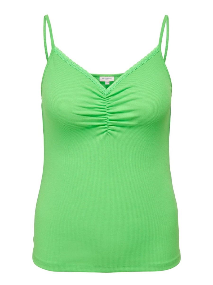 Overdele ONLY CARMAKOMA | Caralisia S/L Lace Top Summer Green