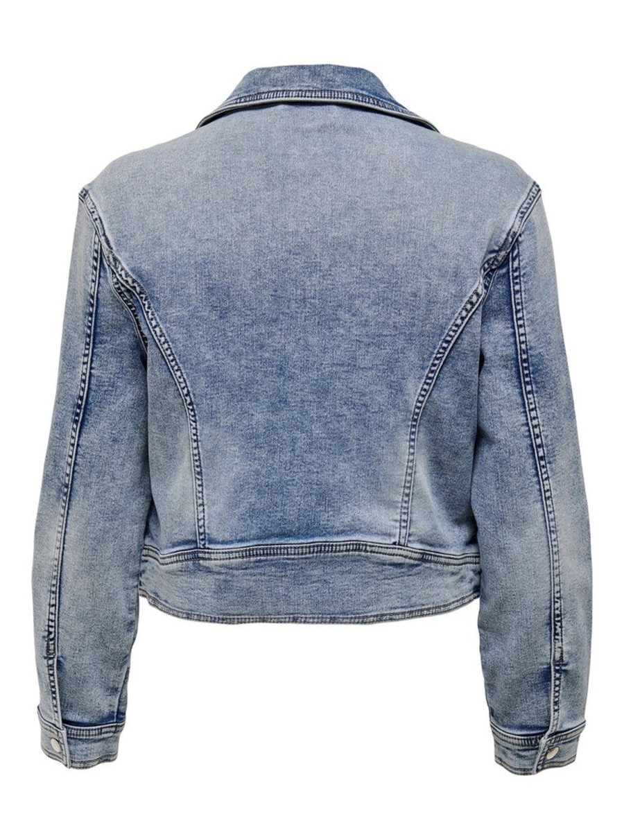 Andet ONLY CURVE | Oncsteffie Dnm Biker Jogg Jacket Light Blue Denim