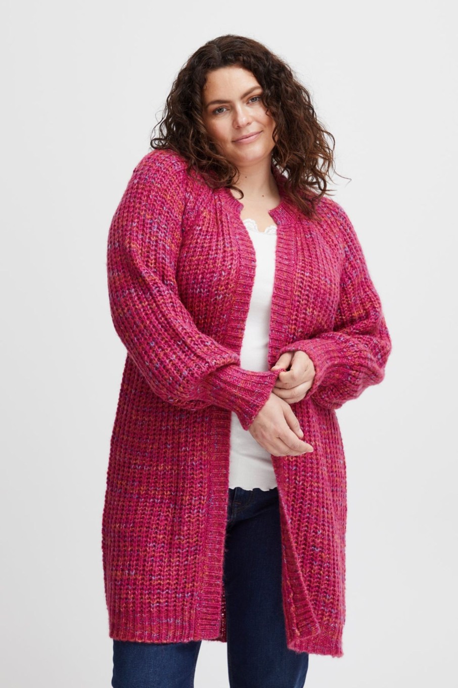 Overdele Fransa Plus Size Selection | Fpalison Cardigan Very Berry Melange