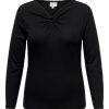 Overdele ONLY CARMAKOMA | Carranja L/S Detail Top Jrs Black