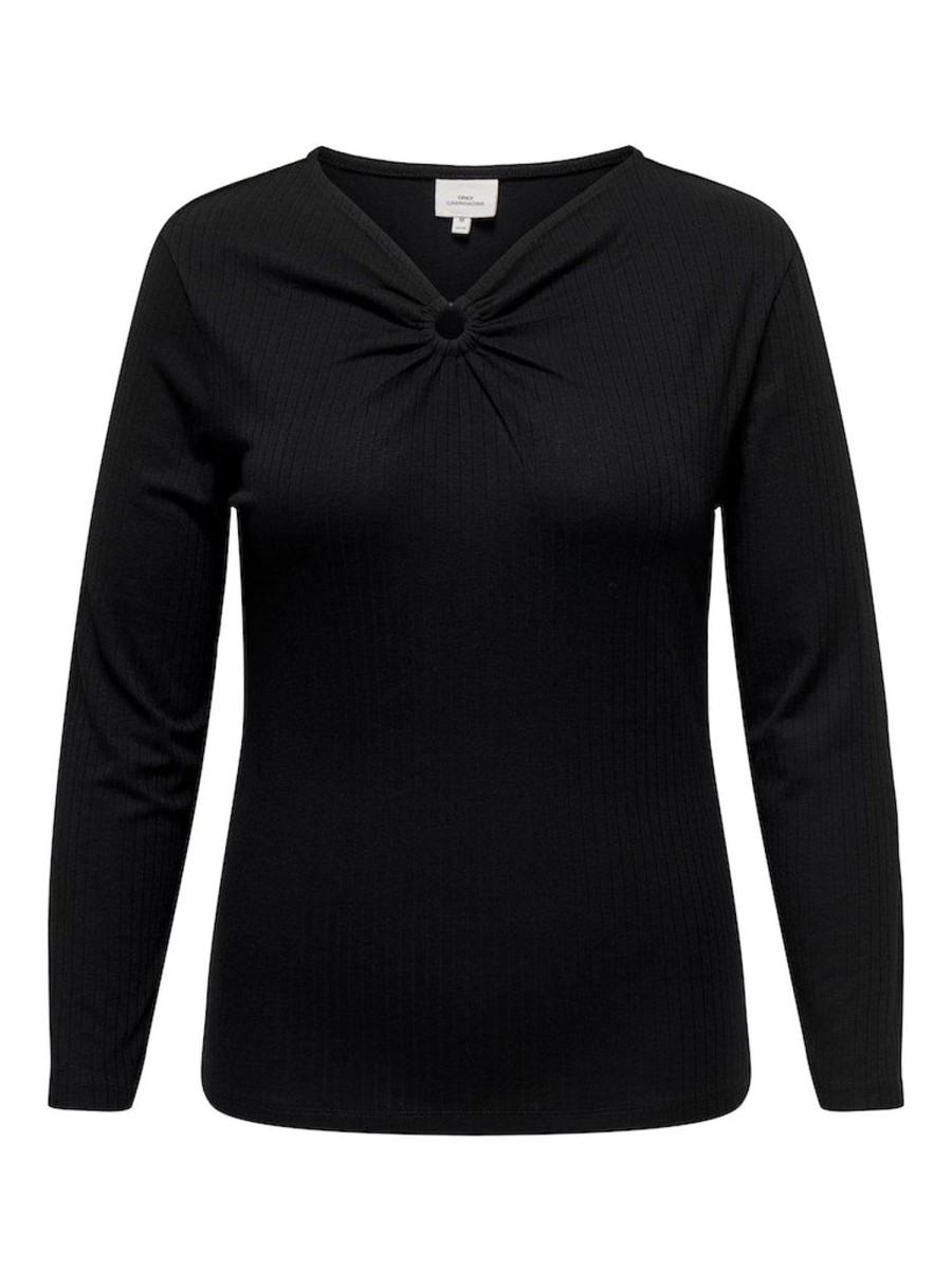 Overdele ONLY CARMAKOMA | Carranja L/S Detail Top Jrs Black