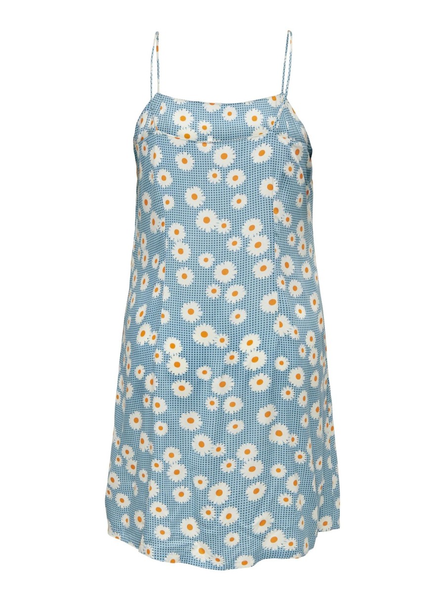 Overdele ONLY CURVE | Oncinc Demi Fitted Strap Dress Cs Aop Bluejay Tropical Breeze Flower