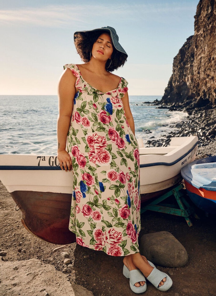 Overdele ZIZZI | Zimruby - S/L - Midi Dress Bright Flower