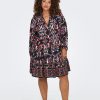 Overdele ONLY CARMAKOMA | Carnolana Life L/S Tunic Dress Aop Black Cosmic Paisley