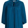 Overdele EVOKED VILA | Vilorna V-Neck 7/8 Top/Cur/Su Moroccan Blue