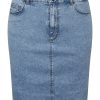 Underdele Pieces Curve | Pcpeggy Hw Denim Skirt Qx Bc Light Blue Denim