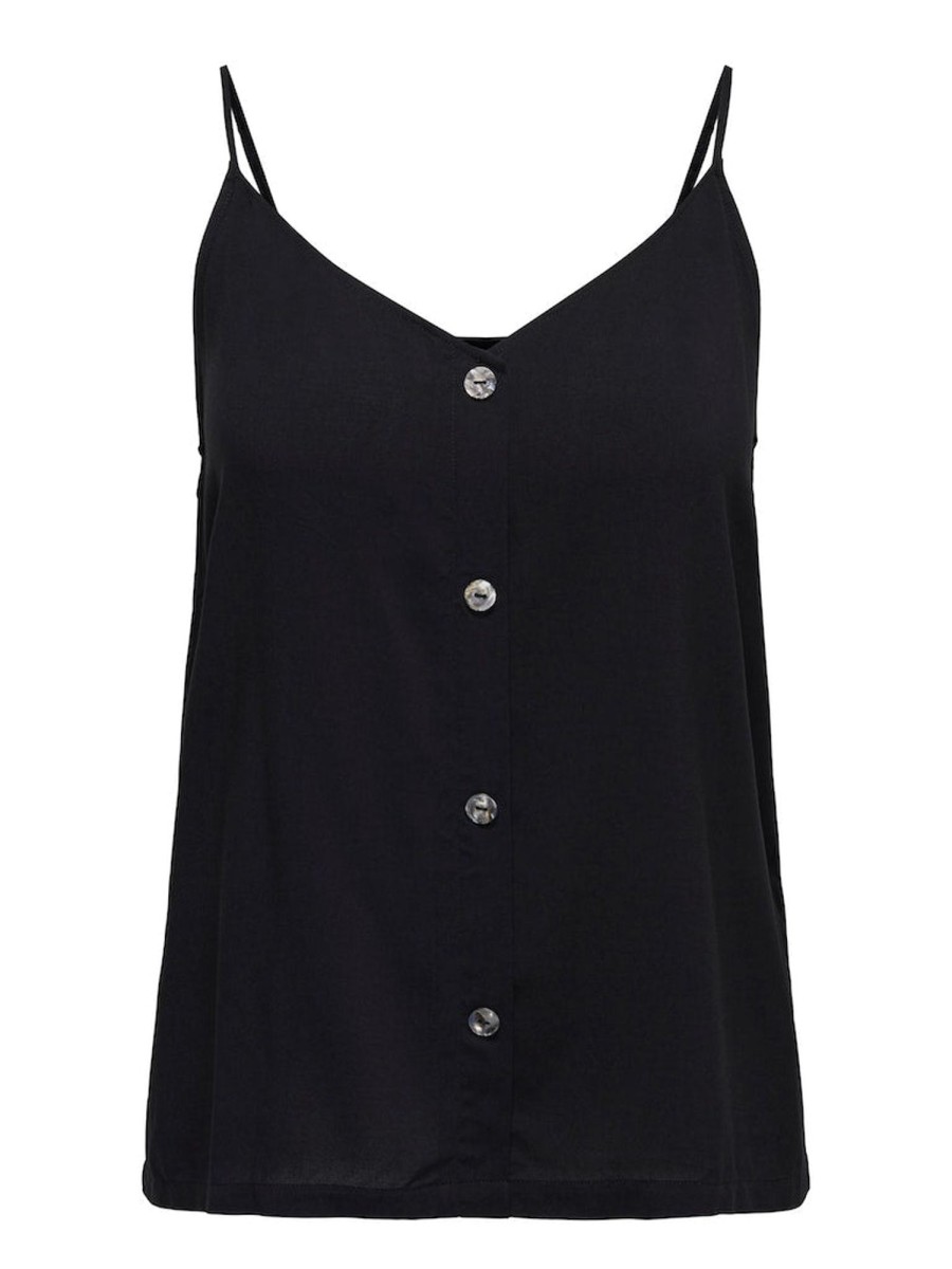 Overdele ONLY CURVE | Oncnova Life Button Singlet Solid Aop Black