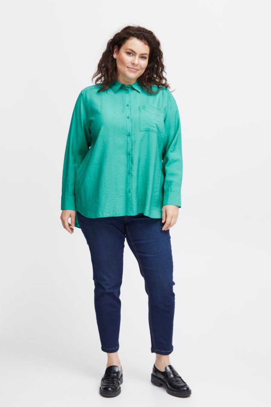 Overdele Fransa Plus Size Selection | Fpleoni Shirt 1 Porcelain Green