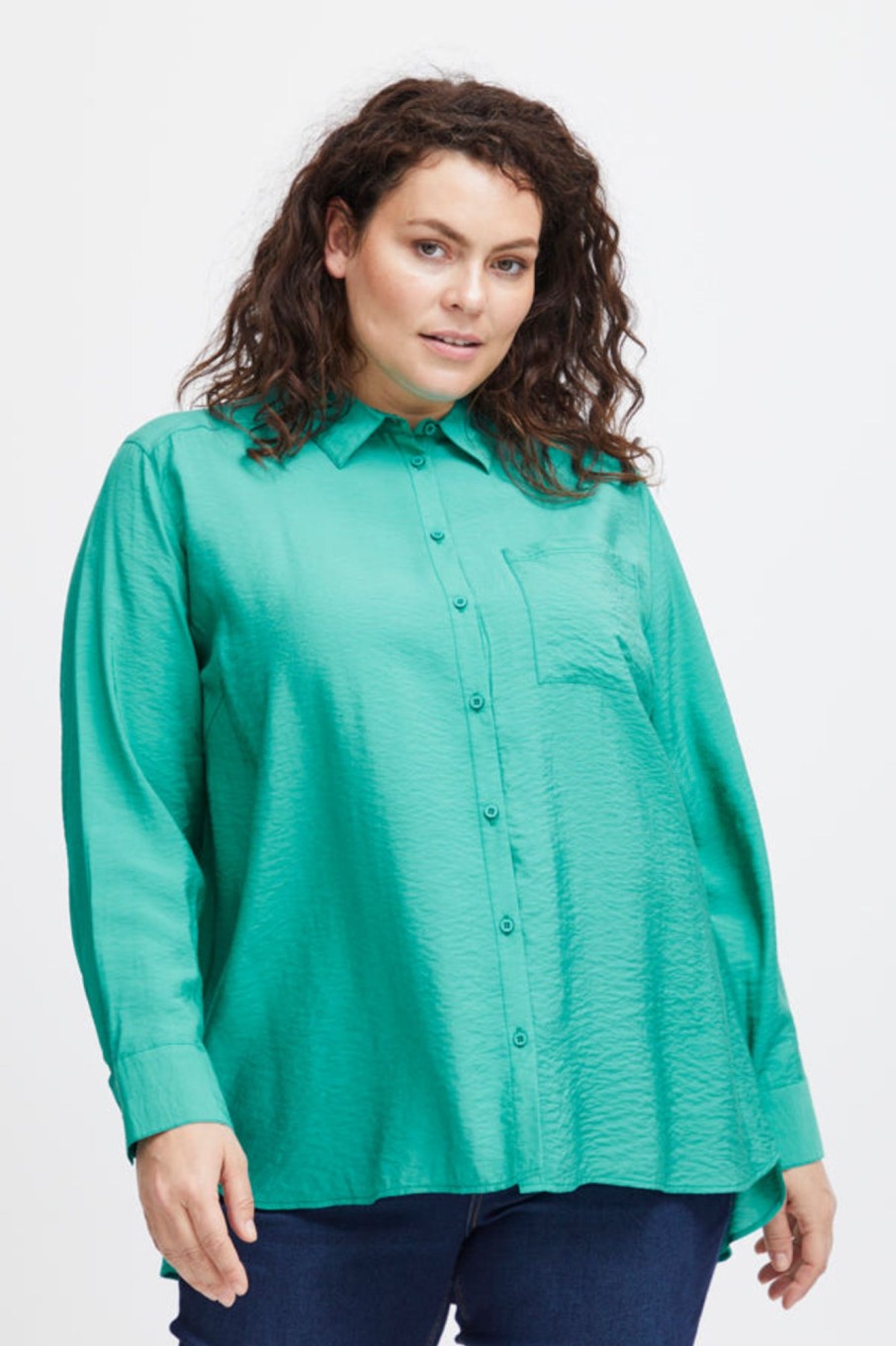 Overdele Fransa Plus Size Selection | Fpleoni Shirt 1 Porcelain Green