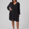 Overdele Vero Moda Curve | Vmccindy L/S Abk Dress Wvn Btq Cur Black