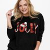 Overdele ONLY CARMAKOMA | Carxmas Jolly L/S Pullover Ex Knt Black Jolly