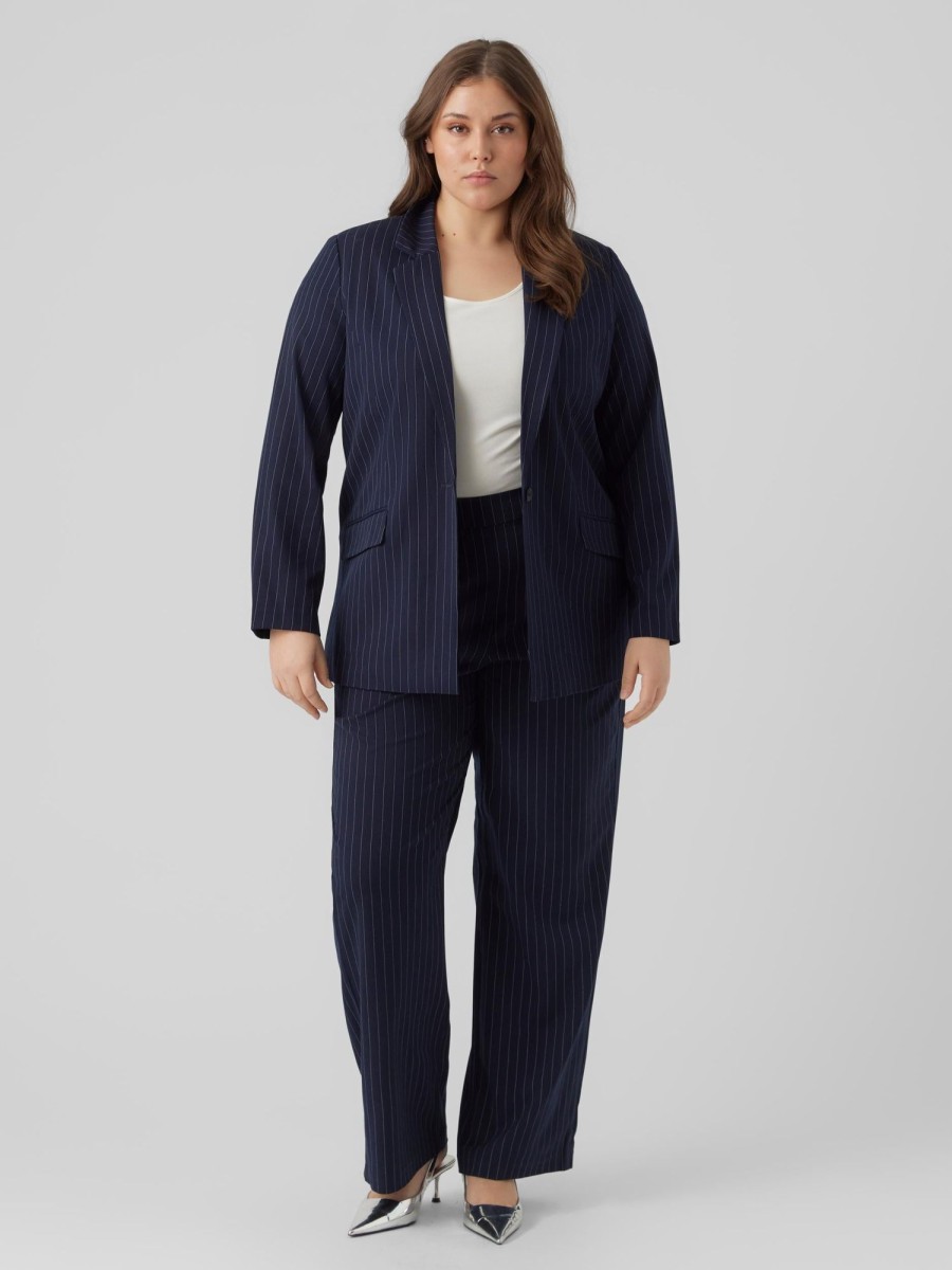 Overdele Vero Moda Curve | Vmlistakia Ls Pinstripe Blazer Curve