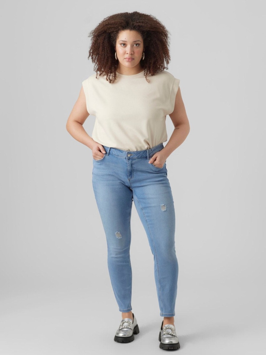 Underdele Vero Moda Curve | Vmsela Mr Skinny Jeans Cur Light Blue Denim